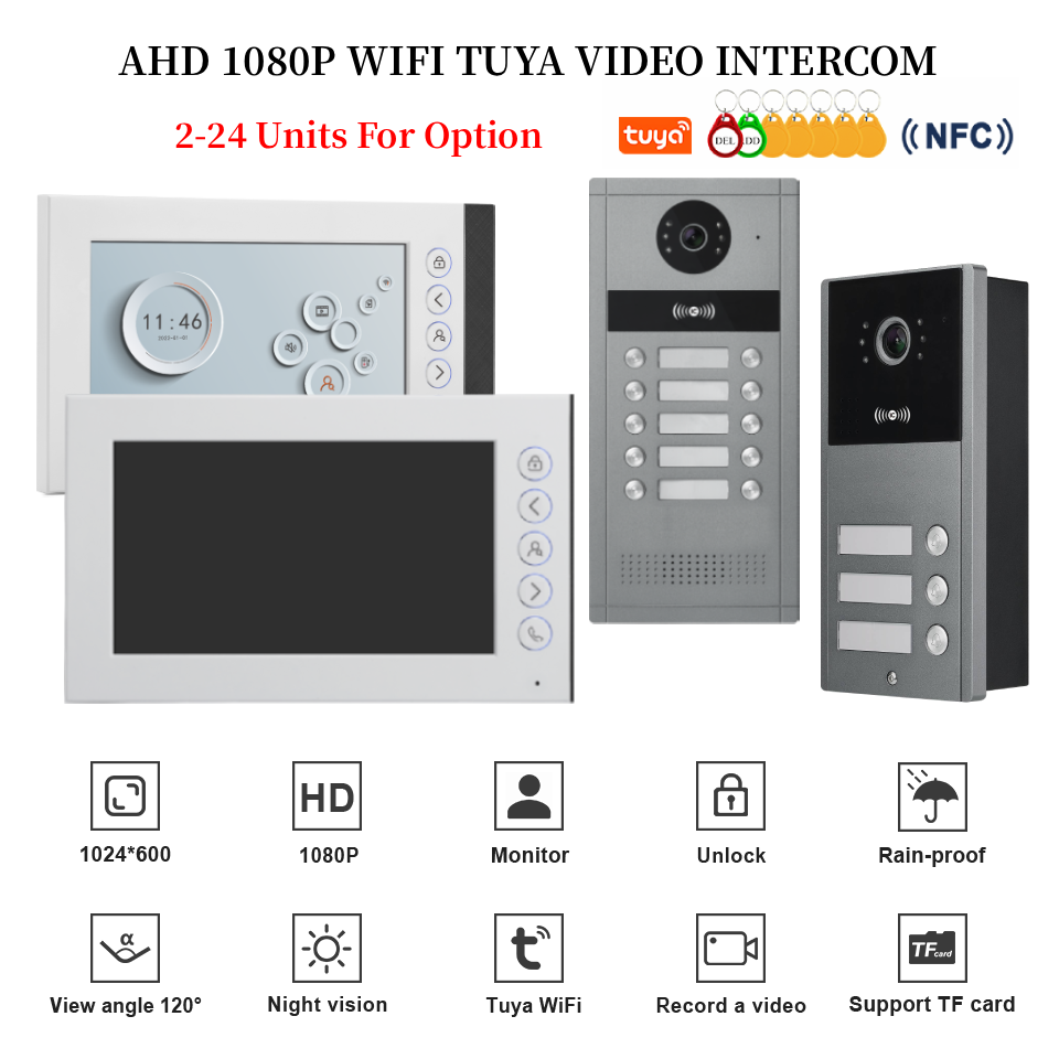 Smart Doorbell Wired - Комплекты видеодомофонов Tuya Smart (2-24 устройства)