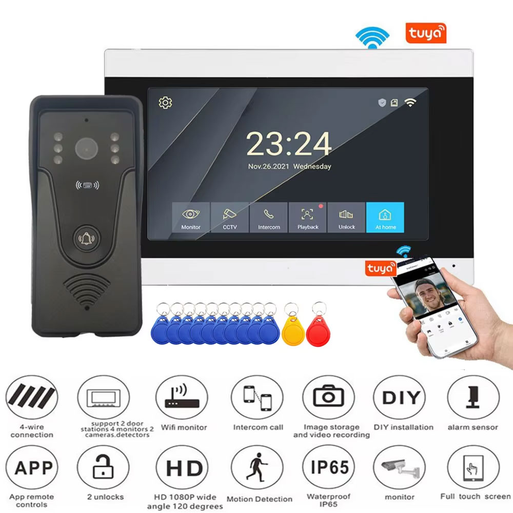 Smart Doorbell Wired - Tuya 1080P 7-дюймовый цветной сенсорный экран,